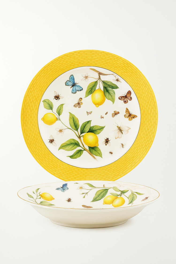 assiette ceramique motif citron style europeen elegante table