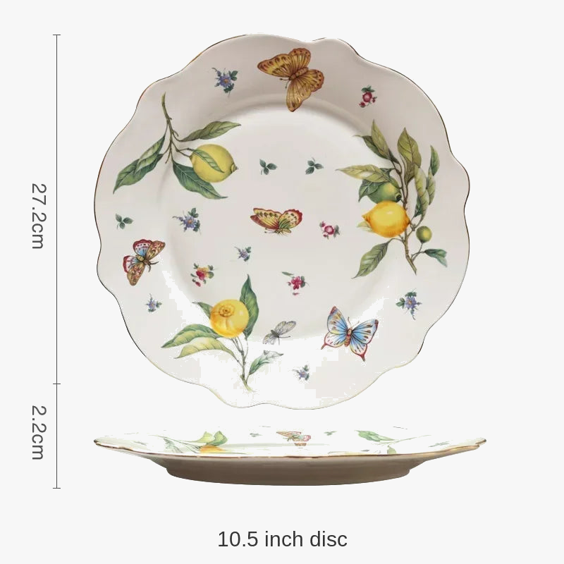 Assiette ceramique motif citron style europeen pour cuisine