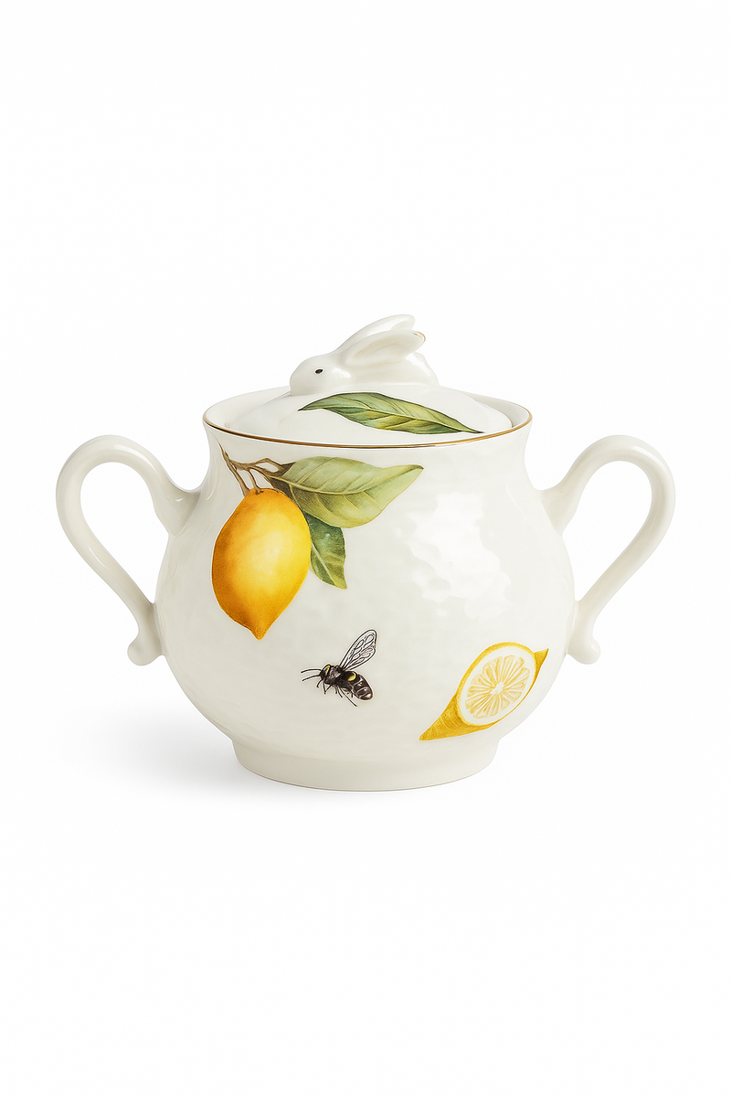 Assiette ceramique motif citron style europeen pour service