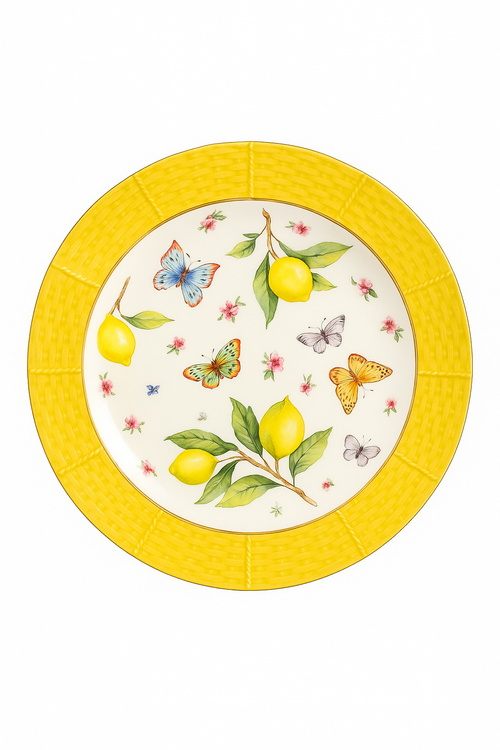 Assiette ceramique motif citron style mediterraneen cuisine - vue 2 sur 2