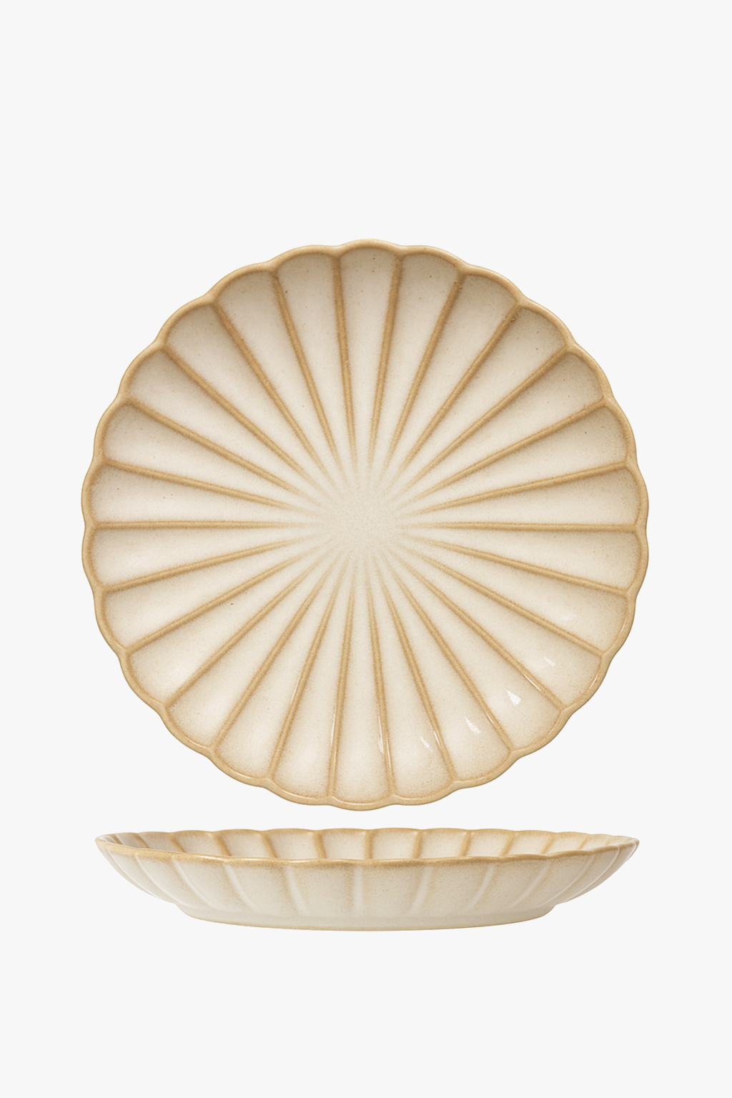 Assiette ceramique ronde style retro pour legumes