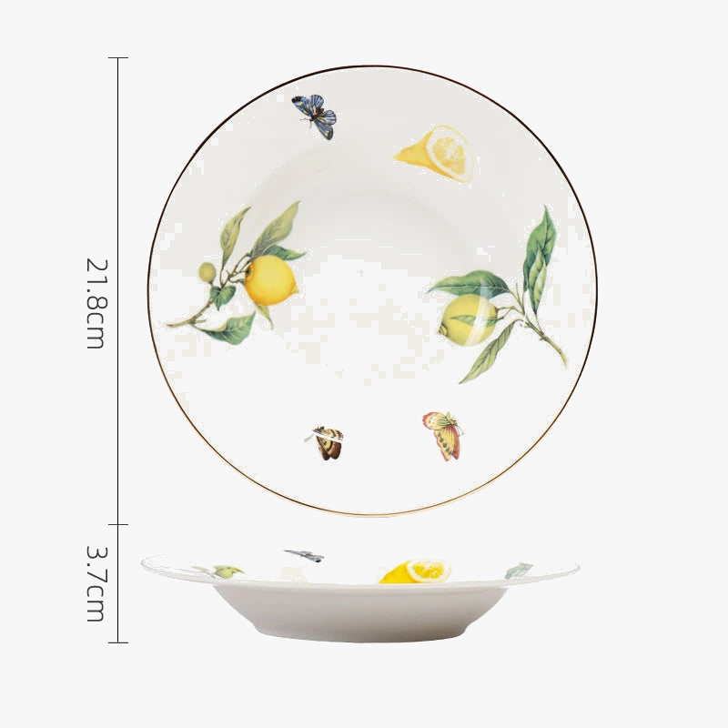 Assiette ceramique style europeen motif citron elegant table