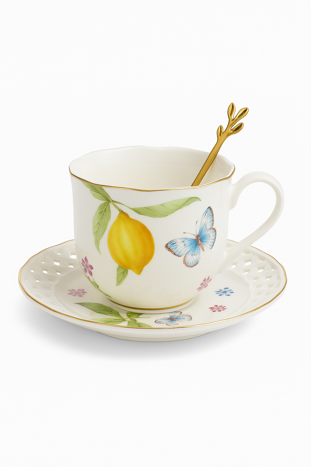 Assiette ceramique style europeen motif citron elegant table - vue 2 sur 2