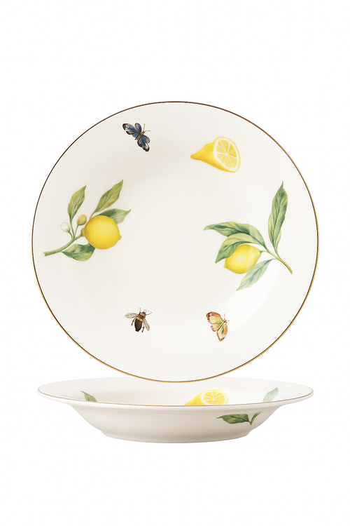 Assiette ceramique style europeen motif citron elegant table - vue 2 sur 2