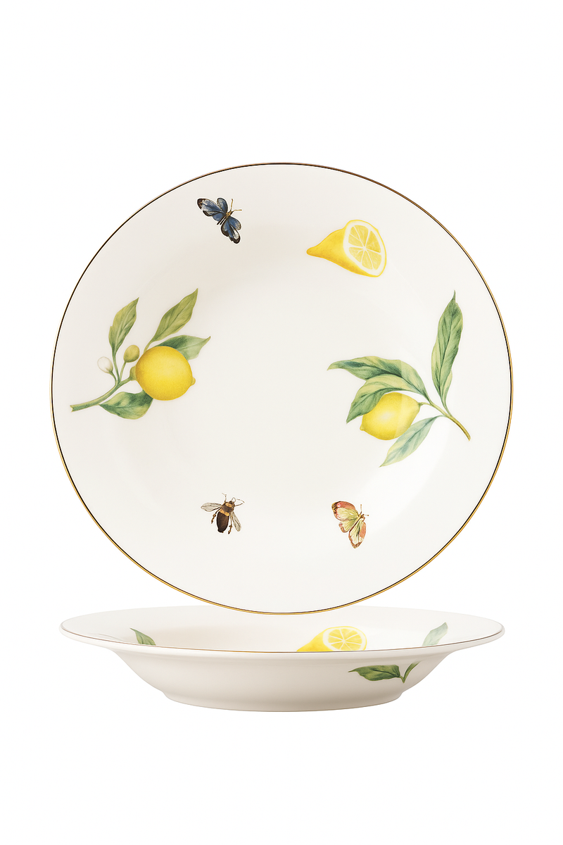 Assiette ceramique style europeen motif citron elegant table