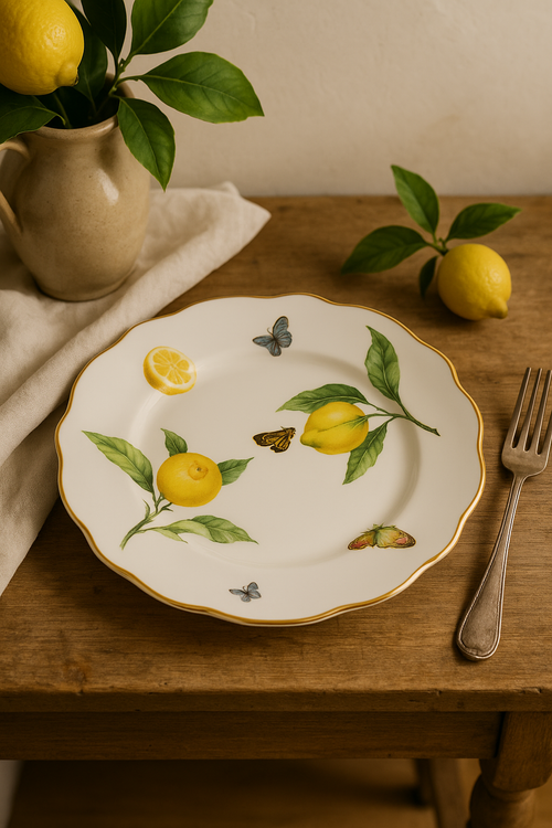 Assiette céramique style européen motif citron élégante - vue 2 sur 2