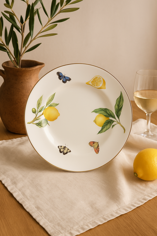 Assiette ceramique style europeen motif citron elegante - vue 2 sur 2
