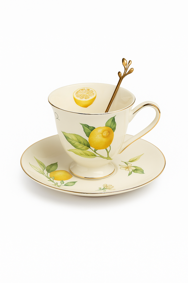 assiette ceramique style europeen motif citron elegante
