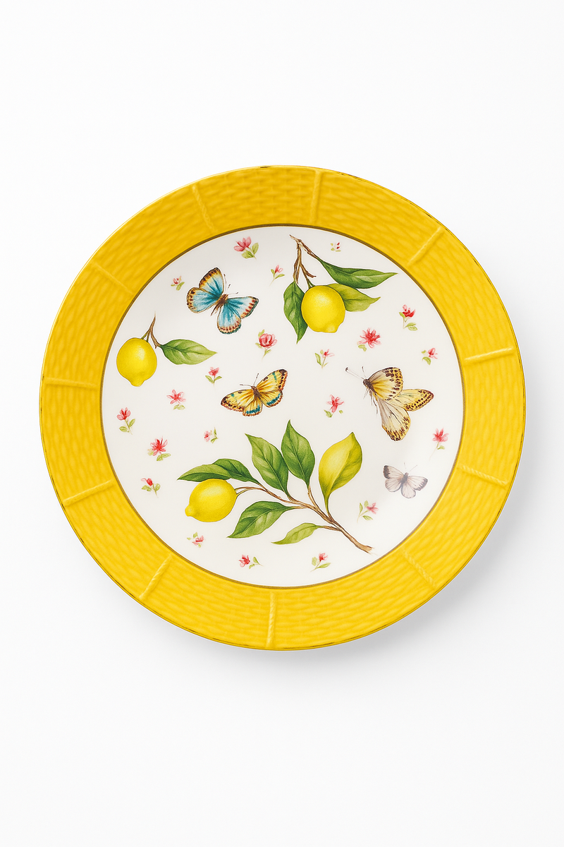 Assiette céramique style européen motif citron élégante table