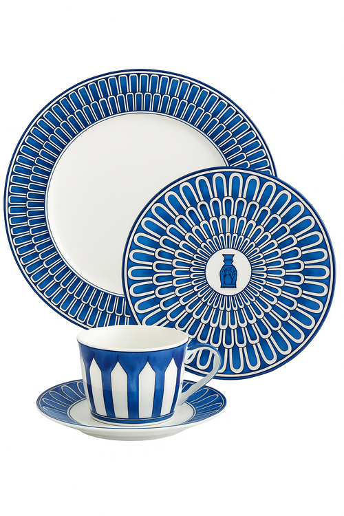 Assiette céramique style européen motif sceau pour dessert - vue 3 sur 2