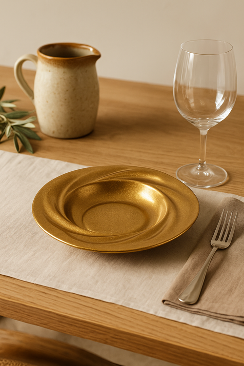 Assiette creuse inox style retro luxe pour salade - vue 2 sur 2
