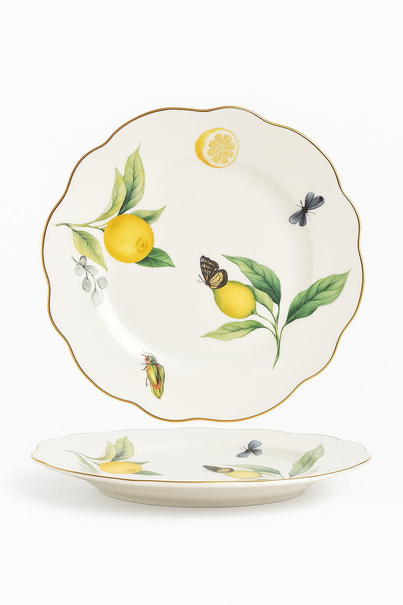 Assiette en ceramique motif citron style europeen elegante