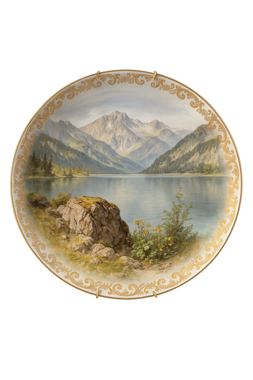Assiette murale décorative céramique motif paysage élégant - vue 2 sur 2