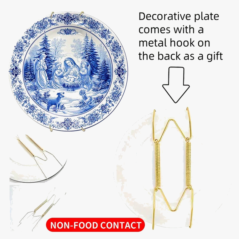 Assiette murale vintage céramique décor religieux crèche bijoux