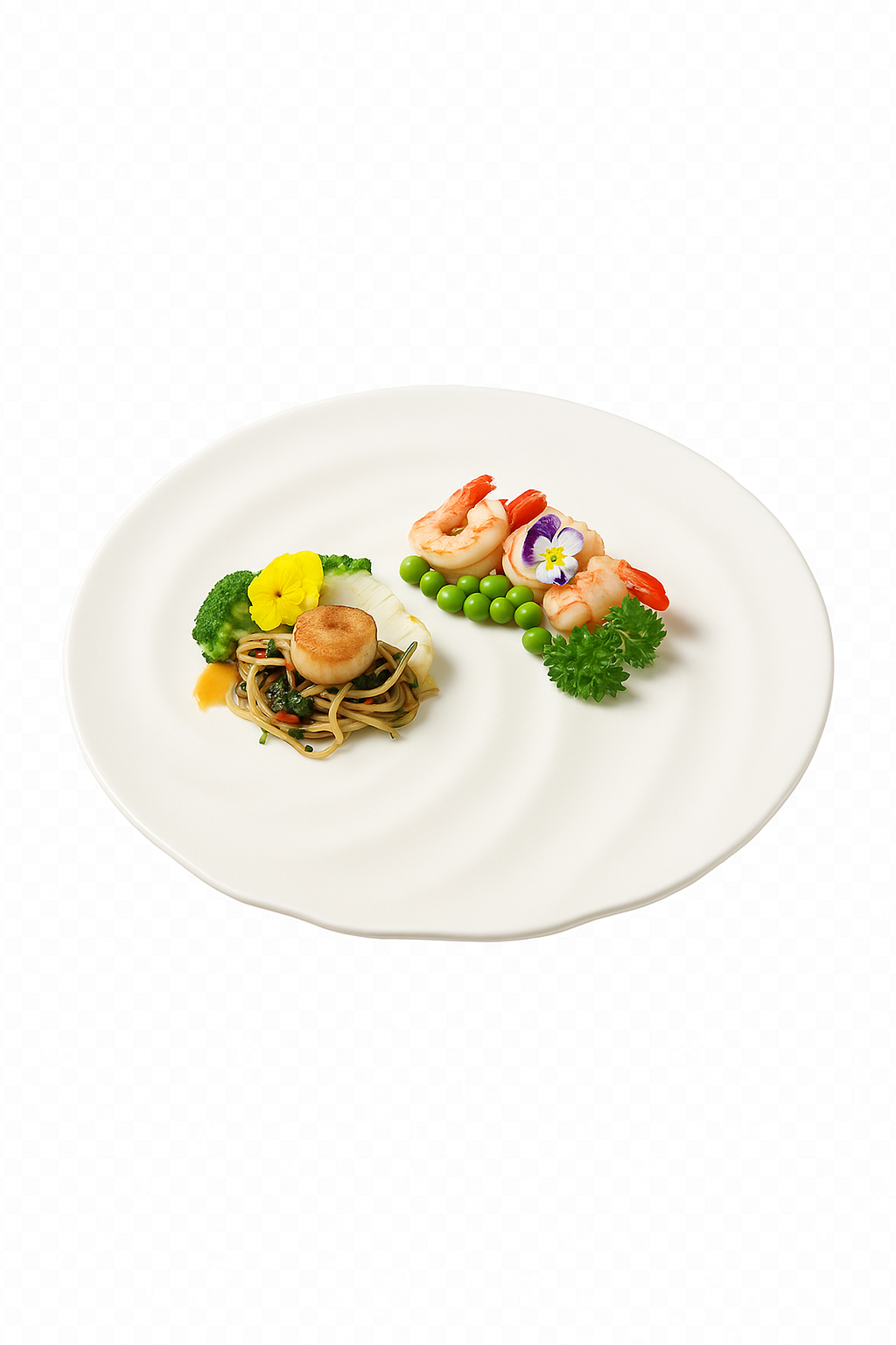 Assiette plate céramique motif filet cuisine design - vue 3 sur 2