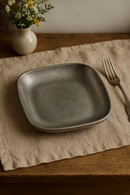 Assiette plate vintage acier inox style industriel camping
