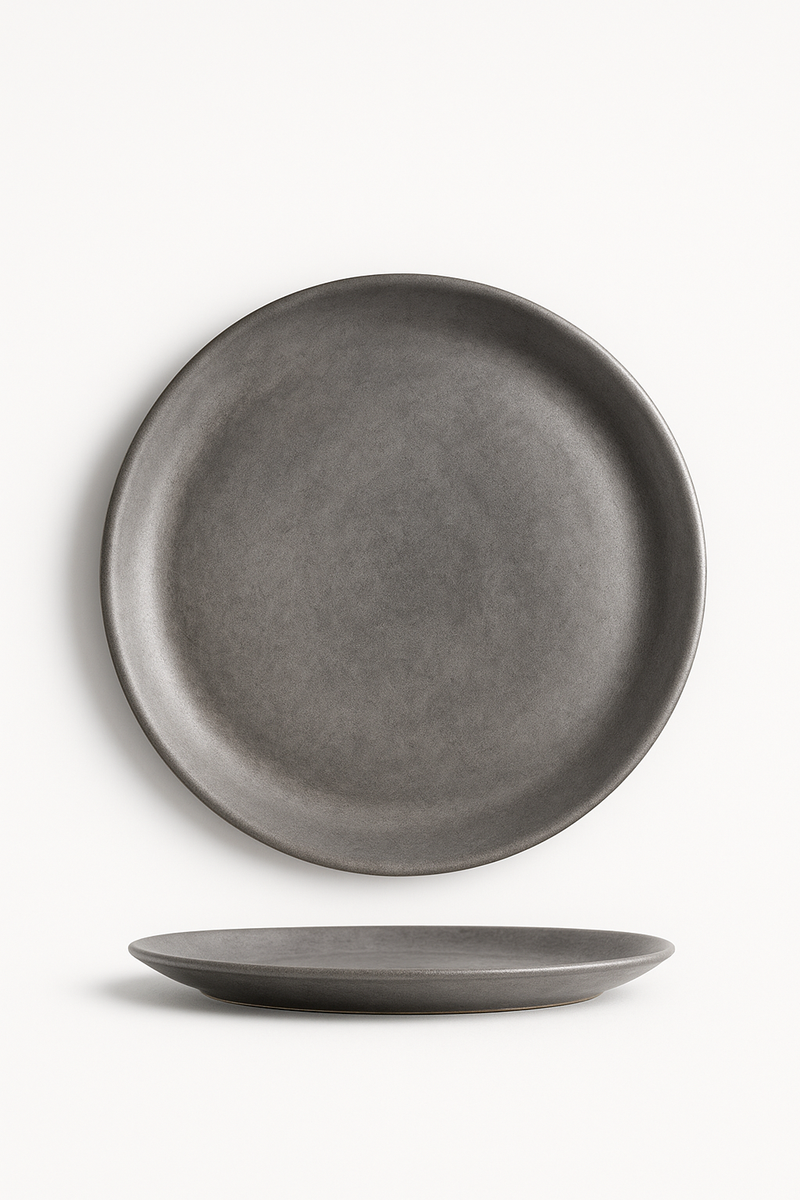 Assiette plate vintage acier inoxydable style industriel camping