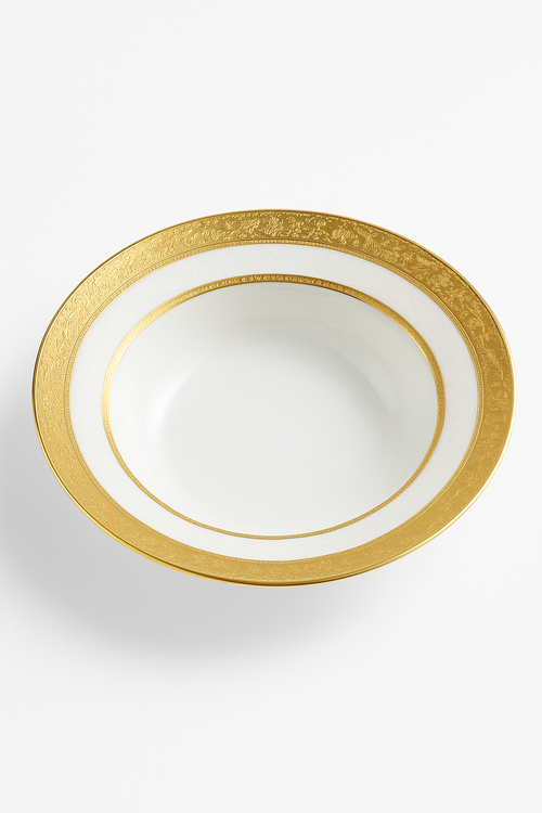 Assiette porcelaine style palais relief steak décor européen