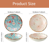 Assiettes creuses ceramique style japonais retro motif floral