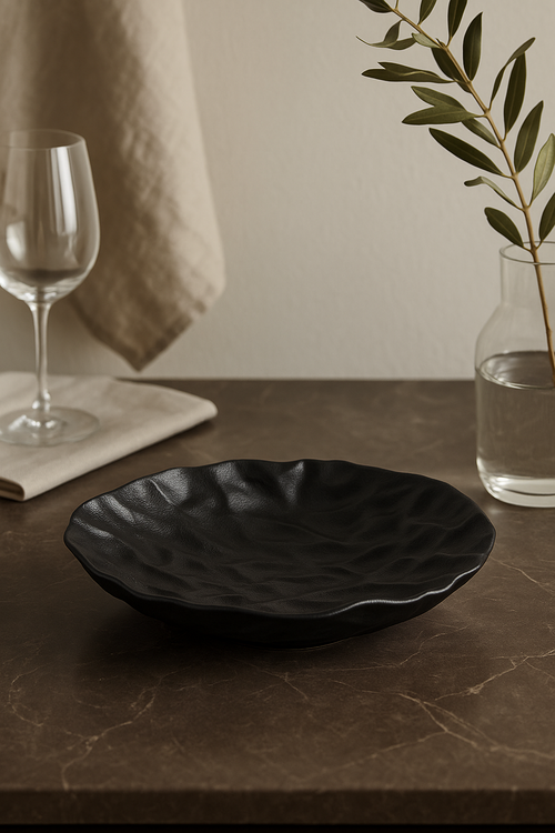 Assiettes creuses ceramique texture ridee style restaurant elegante - vue 2 sur 2