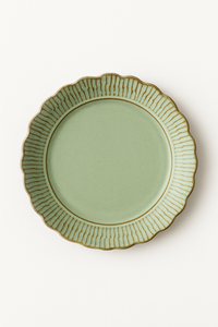 Assiettes plates céramique relief style rétro restauration