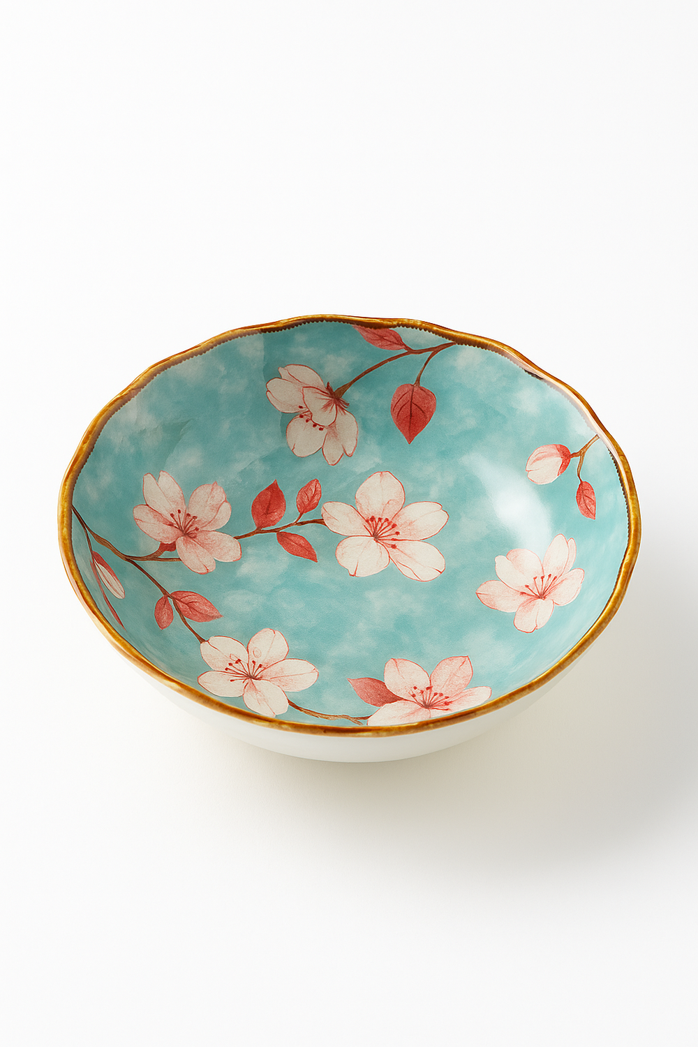 Assiettes plates creuses céramique style japonais motifs floraux