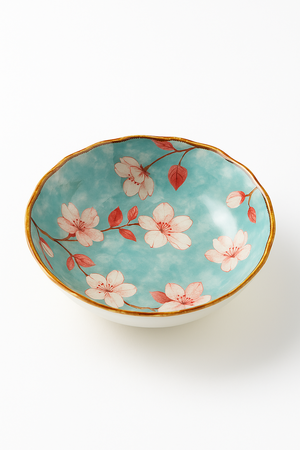 Assiettes plates creuses céramique style japonais motifs floraux - vue 2 sur 2