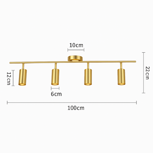 Barre spots LED en aluminium noir et doré Golden