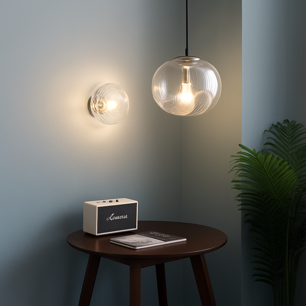 Bauhaus Glass Wall Lamp with the Effect on the Wall Clear Smoke Gray Amber Sconce Living Room Decorative Wall Light Hotel Aisle - vue 6 sur 9