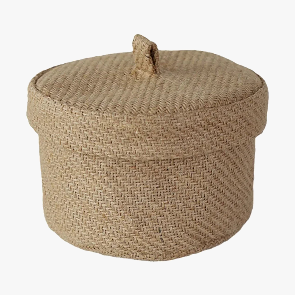 boîte de rangement en jute pour collations et objets divers