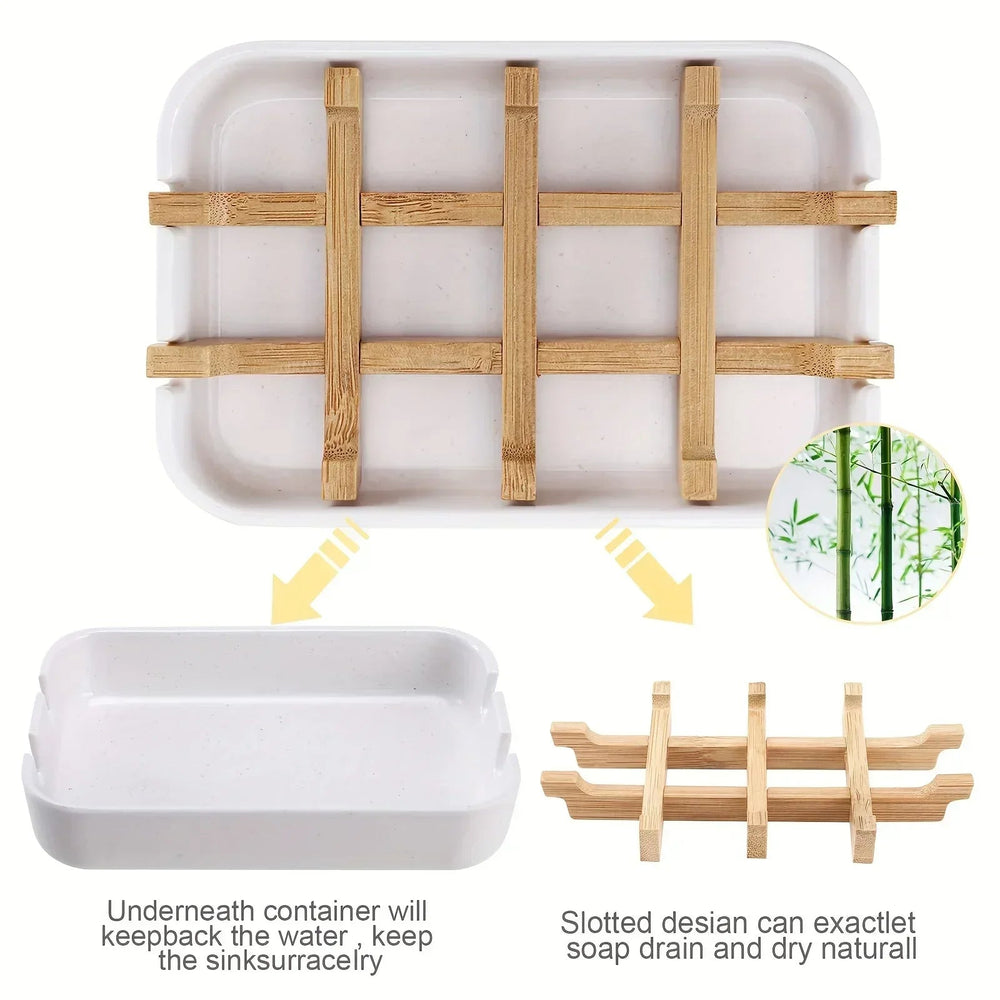 boîte à savon en bambou écologique avec support en bois