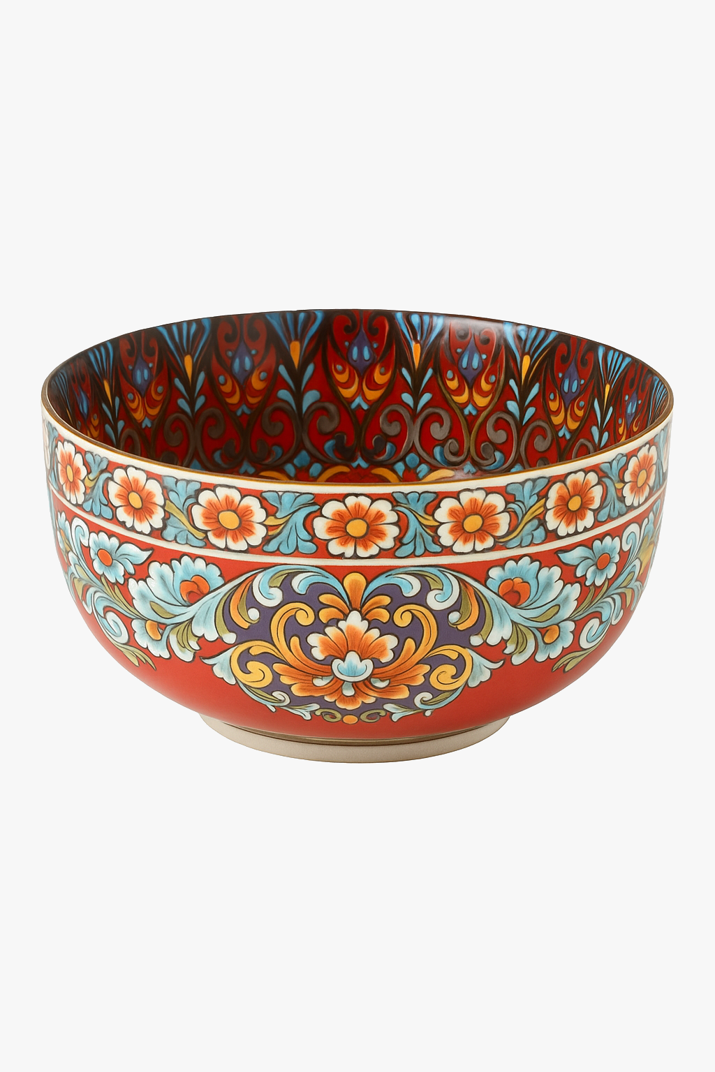 Bol ceramique vintage peint main motif ethnique polyvalent