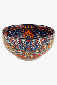 Bol ceramique vintage peint main motifs ethniques polyvalent