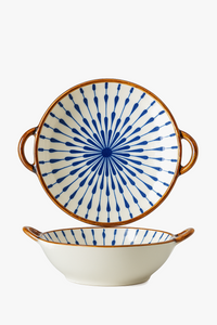 Bol japonais en céramique à anse motif floral