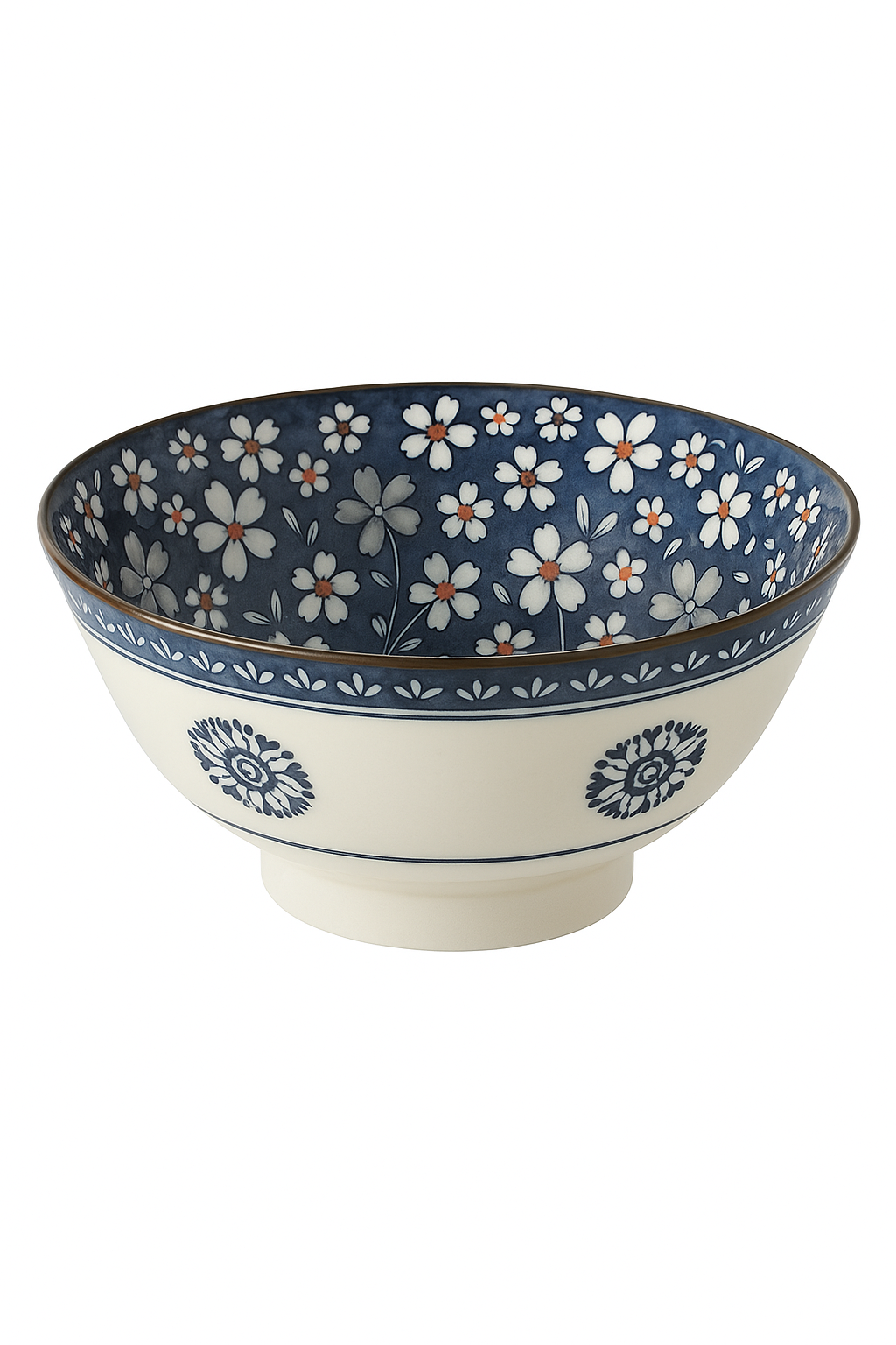 Bol ramen japonais ceramique motif floral grande capacite 12l