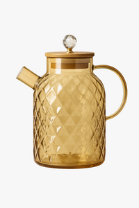 Bouilloire verre couvercle bambou filtre amovible infusions