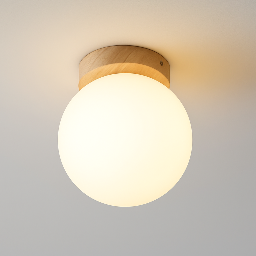 Boule de verre blanc plafond moderne à LEDs lampe salon piédestal en bois suspendus plafonniers éclairage à la maison décor luminaires de cuisine - vue 3 sur 7