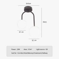 Boule de verre nordique LED plafonnier lampes pour allée couloir balcon couloir chambre horloge décoration de la maison éclairage intérieur