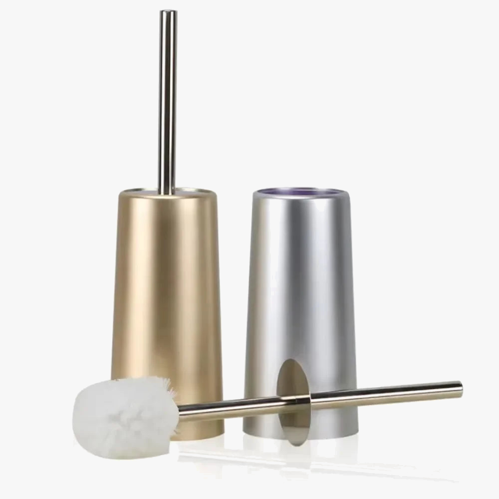 brosse de toilette de luxe avec support doré pour salle de bain