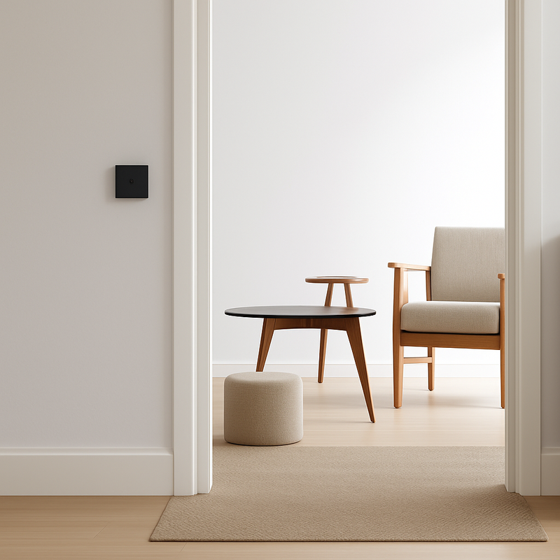 Cache prise plate en acier noir mat