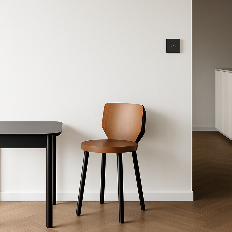 Cache prise plate en acier noir mat bords arrondis