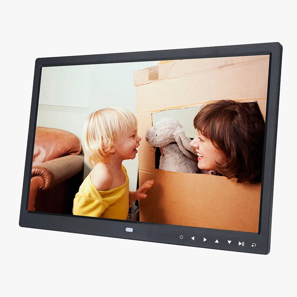 cadre photo numérique hd avec réveil et lecteur vidéo