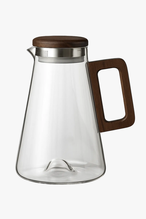 Carafe verre grande capacité 2000 poignée bois filtre