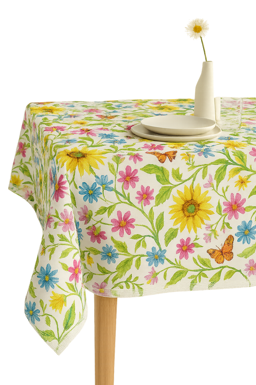 Chemin de table motifs tournesols papillons style champêtre - vue 2 sur 2