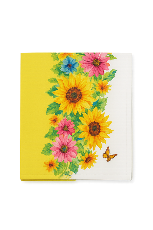 Chemin de table motifs tournesols papillons style champetre