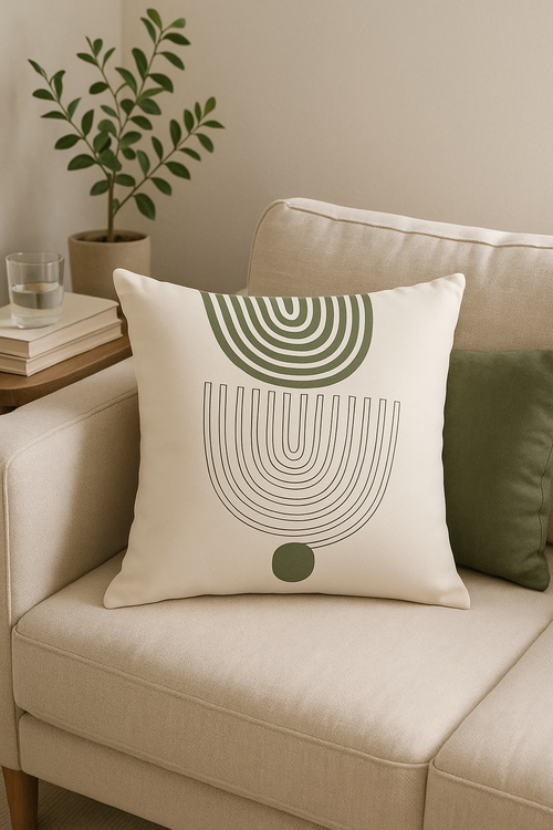 coussin à motif végétal vert pour décoration intérieure élégante - vue 2 sur 2