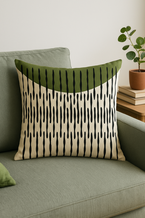 coussin à motif végétal vert pour décoration intérieure moderne - vue 2 sur 2
