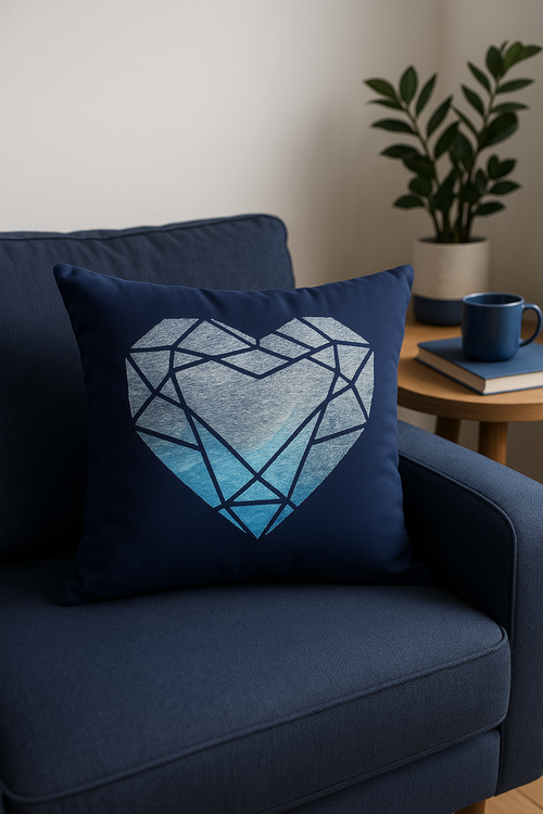 coussin bleu marine géométrique pour canapé ou fauteuil - vue 2 sur 2