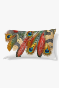 coussin décoratif rectangulaire imprimé plumes 30 x 50 cm
