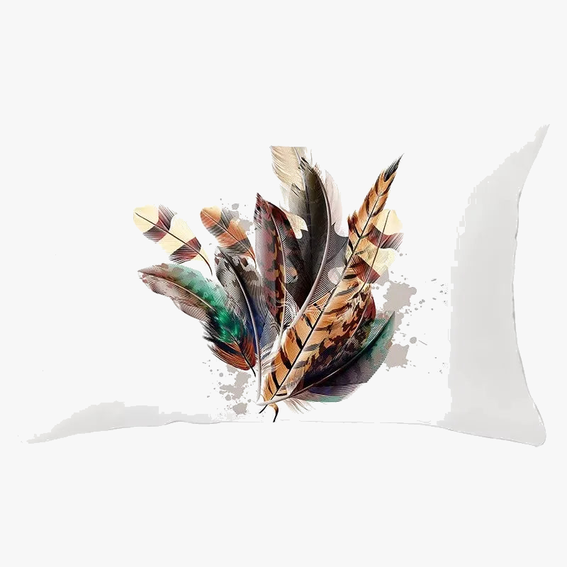 coussin décoratif rectangulaire motifs plumes 30 x 50 cm